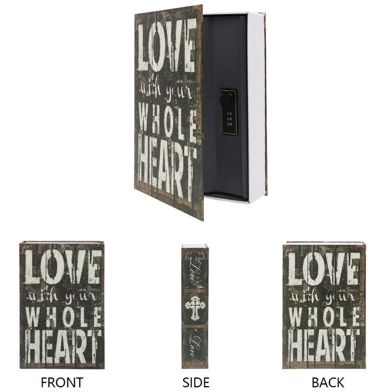PACOLO Diversion Book Safe Storage Box (9.5"Ã—6"Ã—2.2"), Dictionary Secret Safe Can with Security Combination Lock, Diversion Book Hidden Safe (Love,Combination) - Image 2